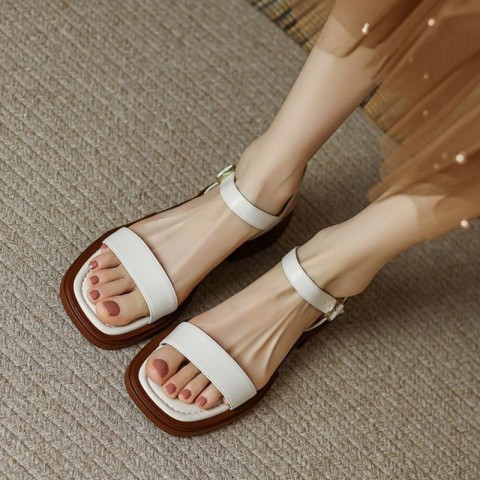 Elegant Summer Women's Low Heel Sandals - Soft Sole & Non-slip Design 250506