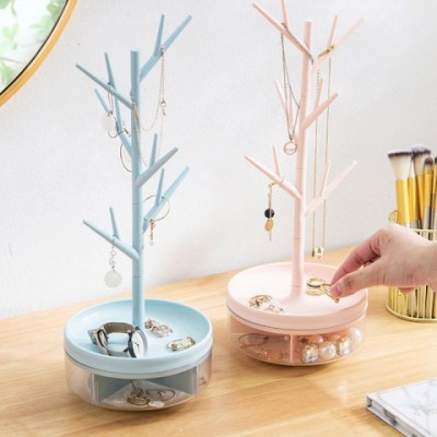 Jewelry Display Organizer Tree Rotating Stand Portable for Earrings Necklaces Rings