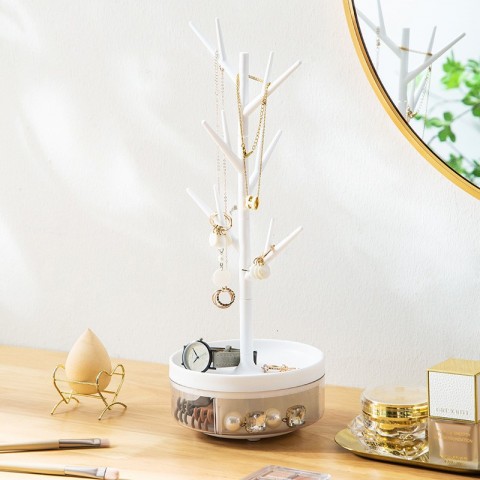 Jewelry Display Organizer Tree Rotating Stand Portable for Earrings Necklaces Rings