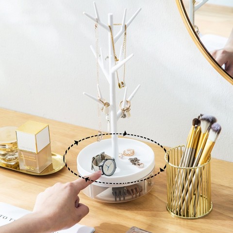 Jewelry Display Organizer Tree Rotating Stand Portable for Earrings Necklaces Rings
