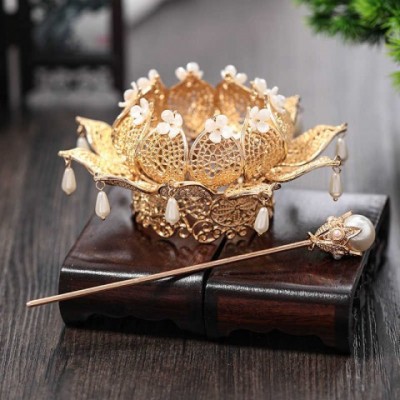 ACRDDK Women's Vintage Wedding Hair Stick Set - Gold & Silver Color Bun Holders