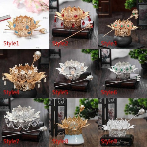 ACRDDK Women's Vintage Wedding Hair Stick Set - Gold & Silver Color Bun Holders