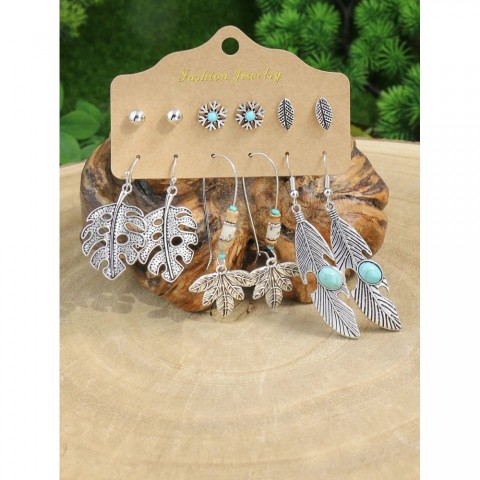 Vintage Bohemian Geometric Silver Earrings for Women