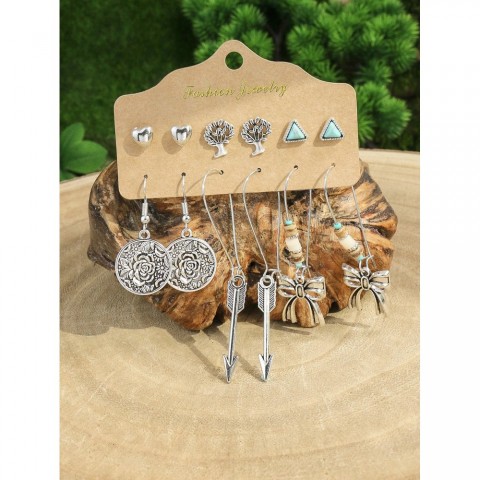 Vintage Bohemian Geometric Silver Earrings for Women