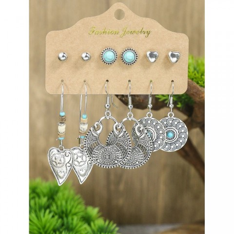 Vintage Bohemian Geometric Silver Earrings for Women