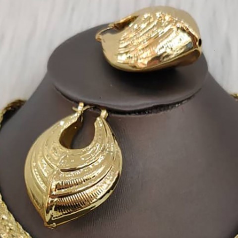 Ethiopian Style Hoop Huggie Earrings Women's Gold Plated Jewelry for Weddings and Fashion