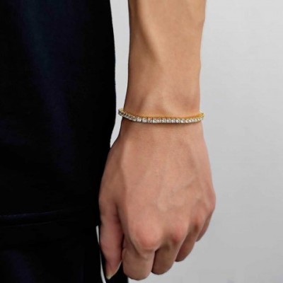 Charm Bracelets for Men - Trendy Copper Plated 18K Gold Hiphop Jewelry by Qiku