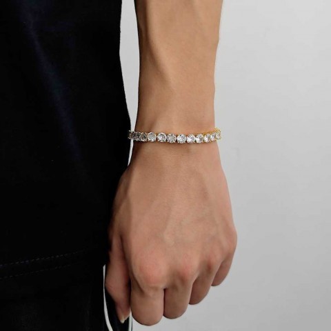 Charm Bracelets for Men - Trendy Copper Plated 18K Gold Hiphop Jewelry by Qiku