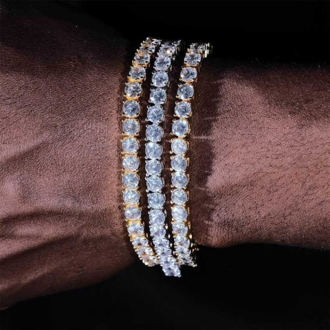Charm Bracelets for Men - Trendy Copper Plated 18K Gold Hiphop Jewelry by Qiku