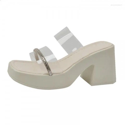 Comfortable High-Heeled Slippers for Women with Square Heel and Big Size Options
