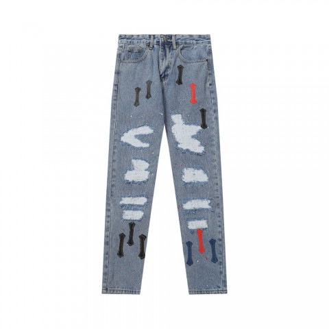 High-Quality Trendy Unisex Cross Design Jeans for Men