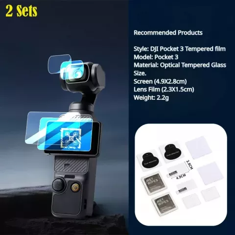 DJI Pocket 3 Ultrathin Clear Tempered Glass Screen & Lens Protector
