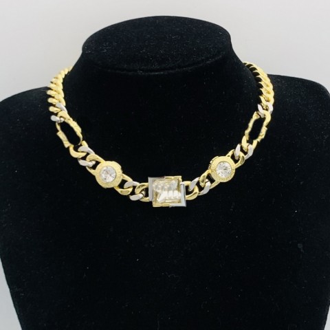 Red Crystal Inlays Twisted Chain Necklace & Bracelet Set for Women