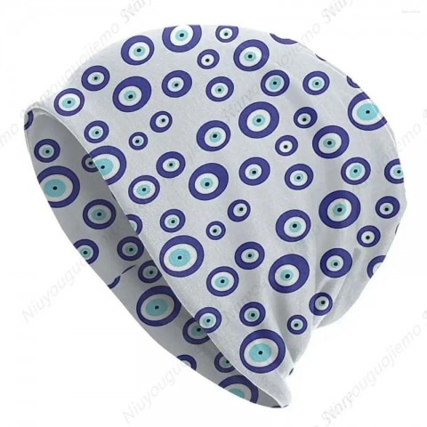 Evil Eye Beret Winter Hat for Unisex Adults - Warm Knitted Beanie