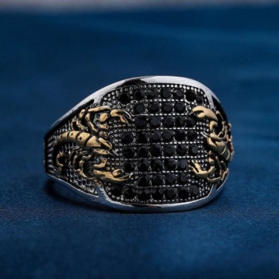 Hot Selling Unisex Minimalist Scorpion Black Diamond Ti Ring
