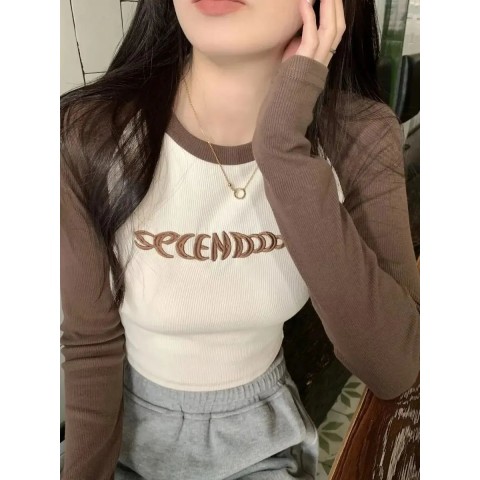 Women's Retro Y2K Long Sleeve Letter Print T-Shirt