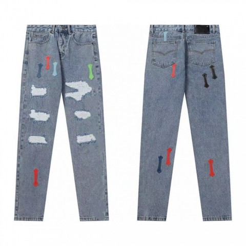 High-Quality Trendy Unisex Cross Design Jeans for Men