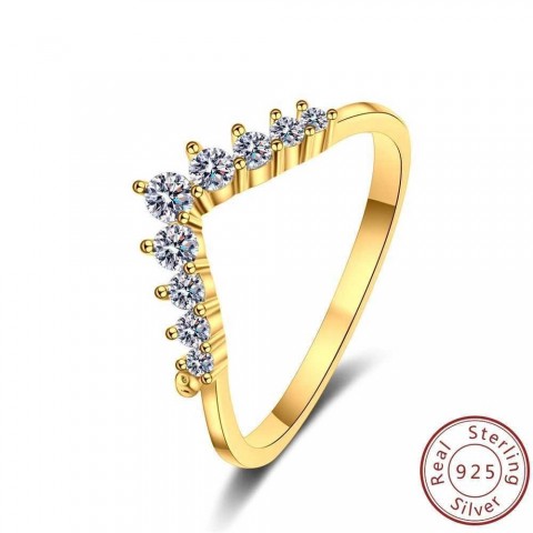 S925 Sterling Silver Little Prince Crown Ring with Diamond Accents - Elegant Simple Forest Wedding Gift