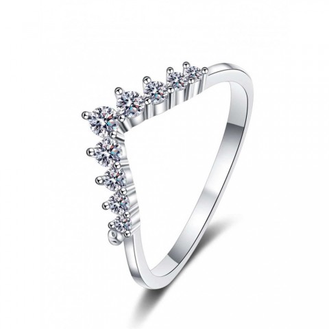 S925 Sterling Silver Little Prince Crown Ring with Diamond Accents - Elegant Simple Forest Wedding Gift