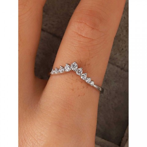 S925 Sterling Silver Little Prince Crown Ring with Diamond Accents - Elegant Simple Forest Wedding Gift