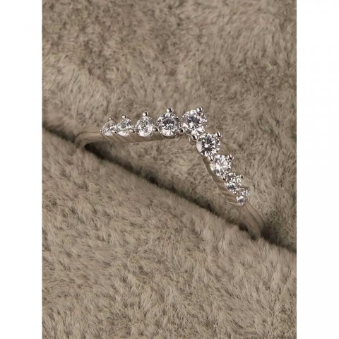 S925 Sterling Silver Little Prince Crown Ring with Diamond Accents - Elegant Simple Forest Wedding Gift