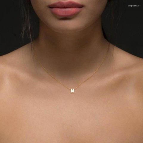 Chic Women's Metal Initial Pendant Necklace 5PC Set