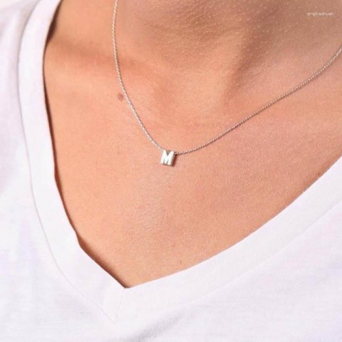 Chic Women's Metal Initial Pendant Necklace 5PC Set