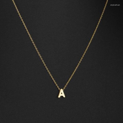 Chic Women's Metal Initial Pendant Necklace 5PC Set
