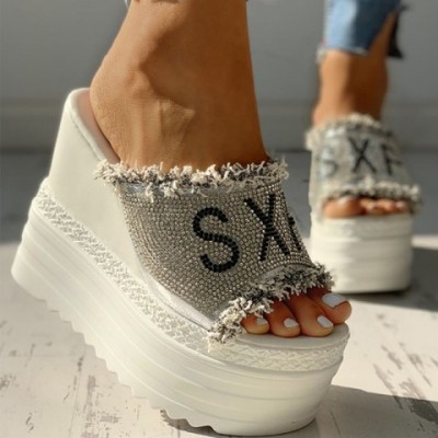 Crystal Comfy Wedge Heels Slippers | 2024 Summer Women's Platform Sandals dh911125171