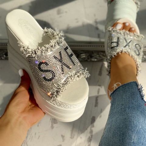 Crystal Comfy Wedge Heels Slippers | 2024 Summer Women's Platform Sandals dh911125171