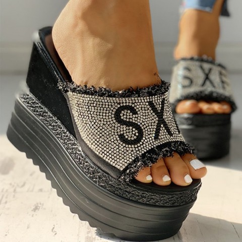 Crystal Comfy Wedge Heels Slippers | 2024 Summer Women's Platform Sandals dh911125171