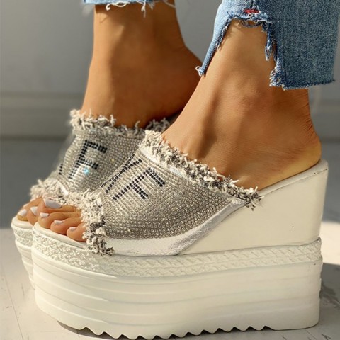 Crystal Comfy Wedge Heels Slippers | 2024 Summer Women's Platform Sandals dh911125171
