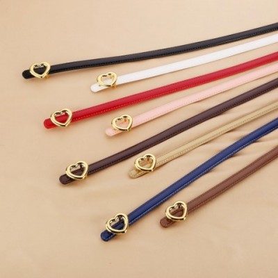 Genuine Leather Fashion Belt for Women with Golden Buckle and Adjustable Waistband