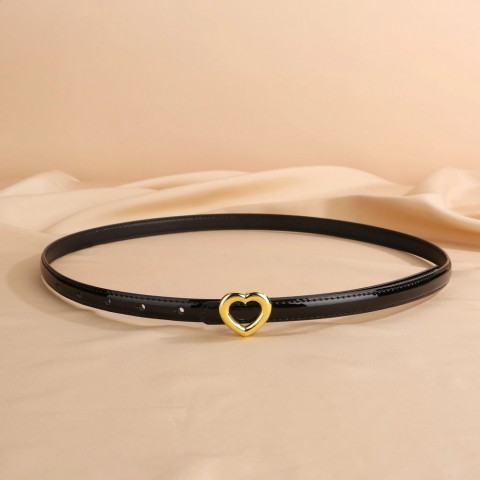 Genuine Leather Fashion Belt for Women with Golden Buckle and Adjustable Waistband