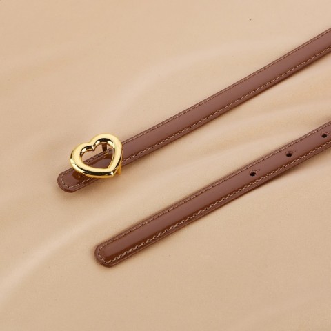 Genuine Leather Fashion Belt for Women with Golden Buckle and Adjustable Waistband