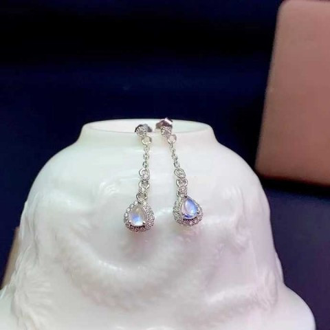 Chandelier Earrings by CoLife - Natural Emerald & Amethyst Moonstone in 925 Silver for Men