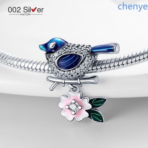 Pandora Style 925 Silver Avocado and Flying Birds Charms Set for Women