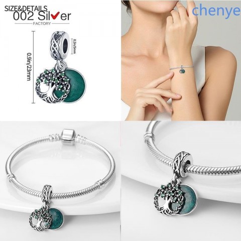 Pandora Style 925 Silver Avocado and Flying Birds Charms Set for Women
