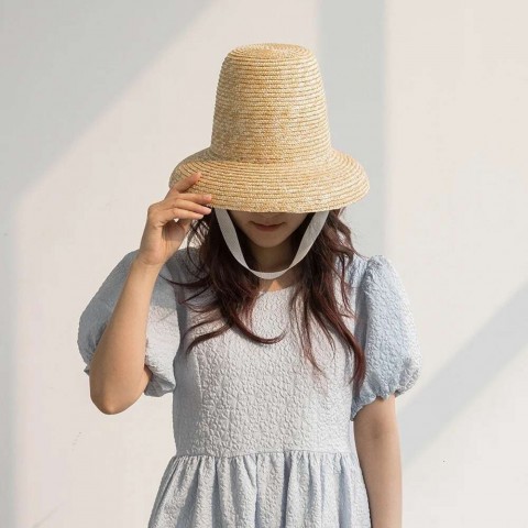 New Summer Women's High Top Lace-Up Versatile Straw Sun Hat