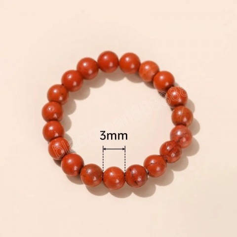 Handmade Bohemian Pink Quartz & Red Jasper Elastic Beads Ring for Women