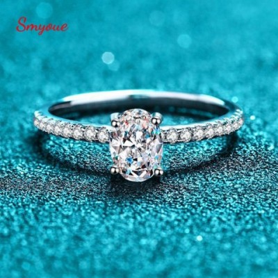 Smyoue Classic Oval Cut Rhodium Plated 925 Silver Custom Women's Wedding Ring by Betting Bands