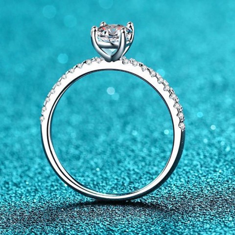 Smyoue Classic Oval Cut Rhodium Plated 925 Silver Custom Women's Wedding Ring by Betting Bands