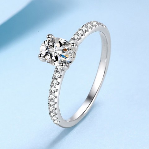 Smyoue Classic Oval Cut Rhodium Plated 925 Silver Custom Women's Wedding Ring by Betting Bands