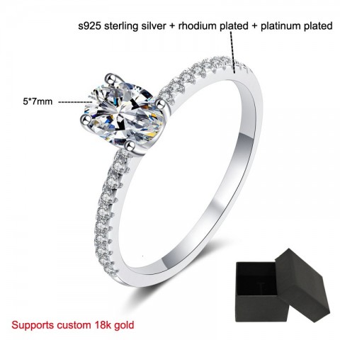 Smyoue Classic Oval Cut Rhodium Plated 925 Silver Custom Women's Wedding Ring by Betting Bands