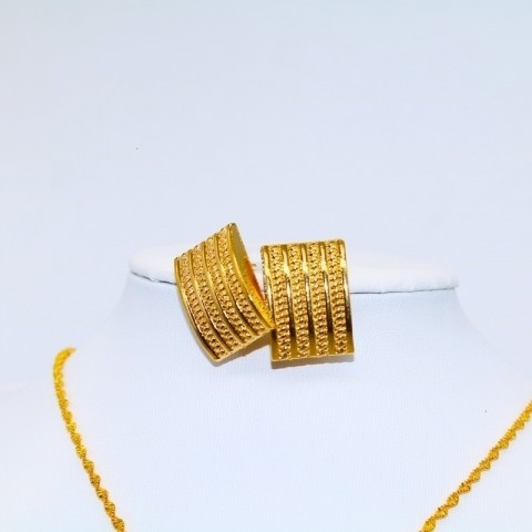 African Wedding Jewelry Set 24k Gold Women's Bridal Necklace Earrings Ring Dubai