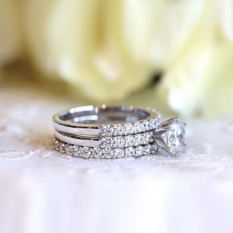 Sterg Sier Elegance White Topaz CZ Wedding Set for Women