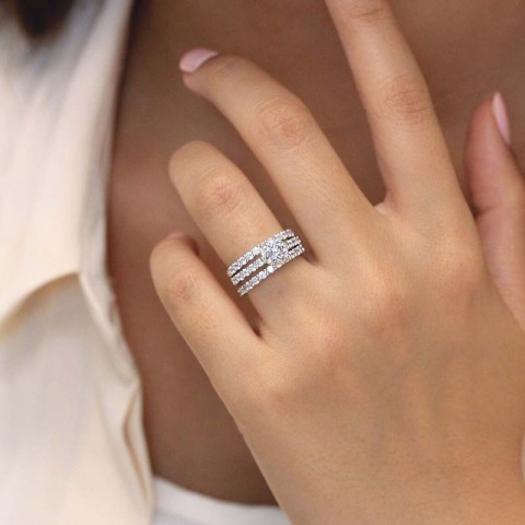 Sterg Sier Elegance White Topaz CZ Wedding Set for Women