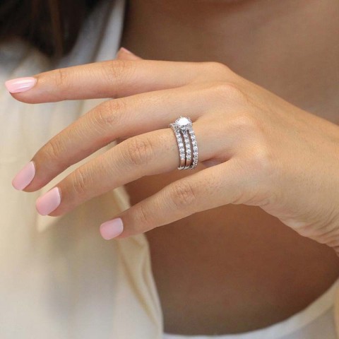 Sterg Sier Elegance White Topaz CZ Wedding Set for Women