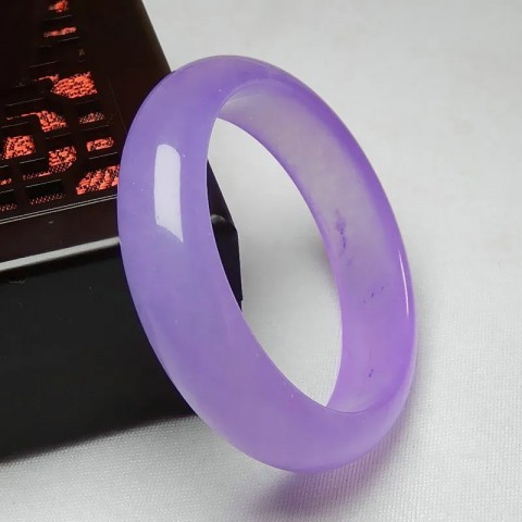 Genuine High-Quality Hand-Carved Violet Jade Bangle