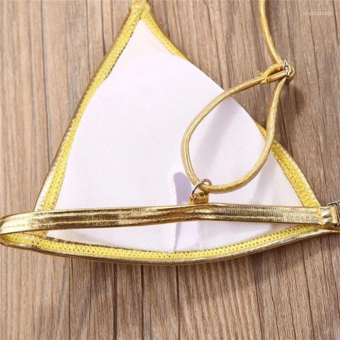 Golden Sequins Women's Push-Up Bikini Set with Padded Cups